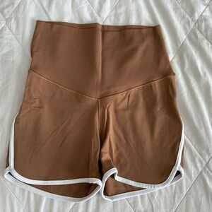 Aerie Brown Athletic Shorts with White Trim